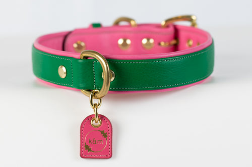 Emerald and Pink Dog Collar